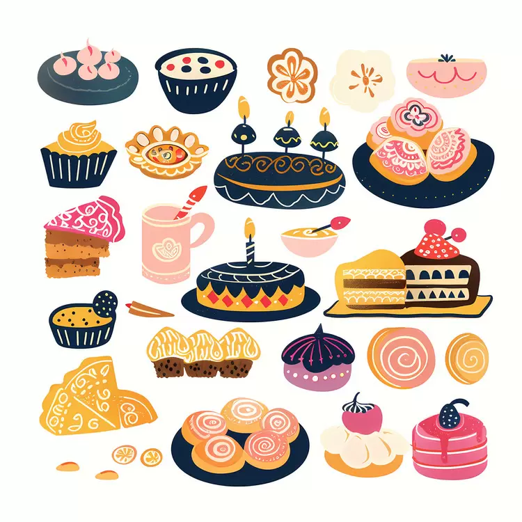 Colorful Desserts and Sweets Collection