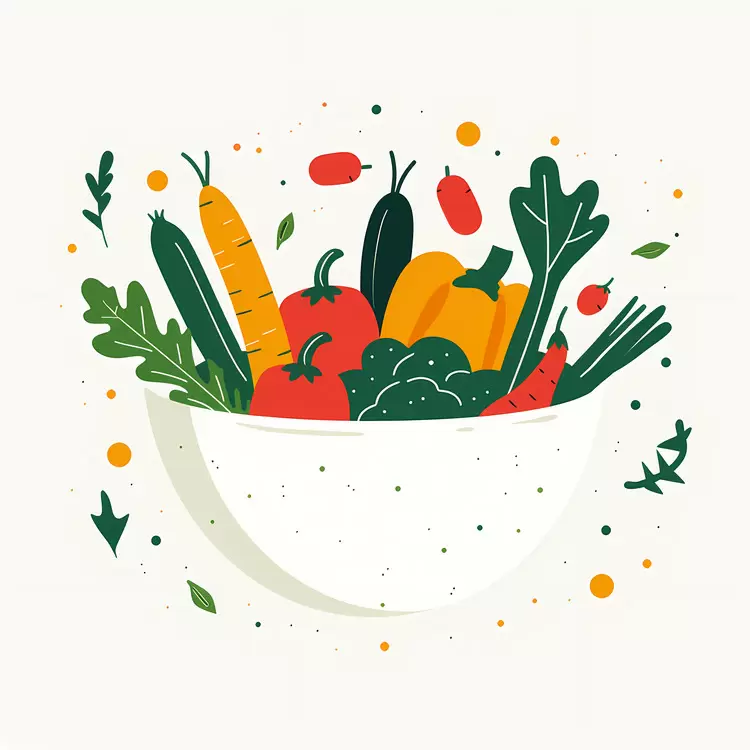 Vibrant Vegetable Bowl Illustration
