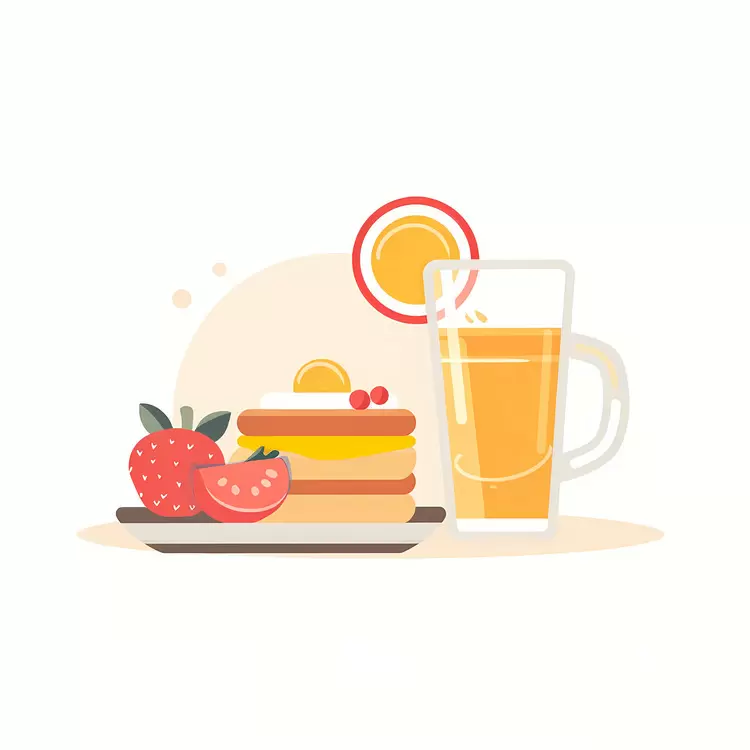 Sweet Breakfast Plate with Pancakes and Juice