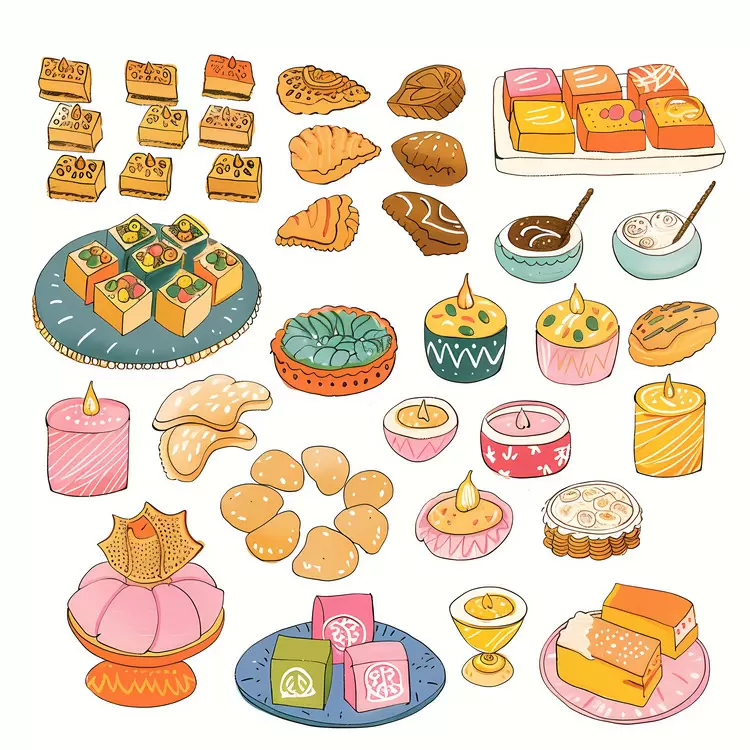 Colorful Desserts with Candles