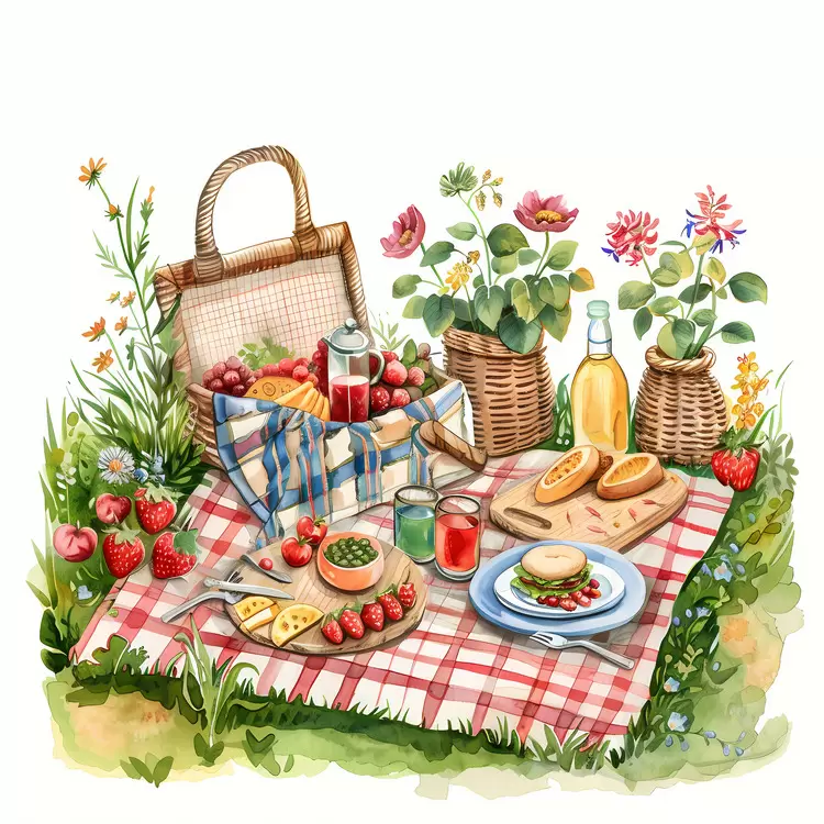 Picnic with Cheese and Basket