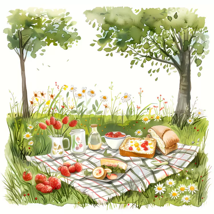 Charming Picnic Setup with Fresh Fruits