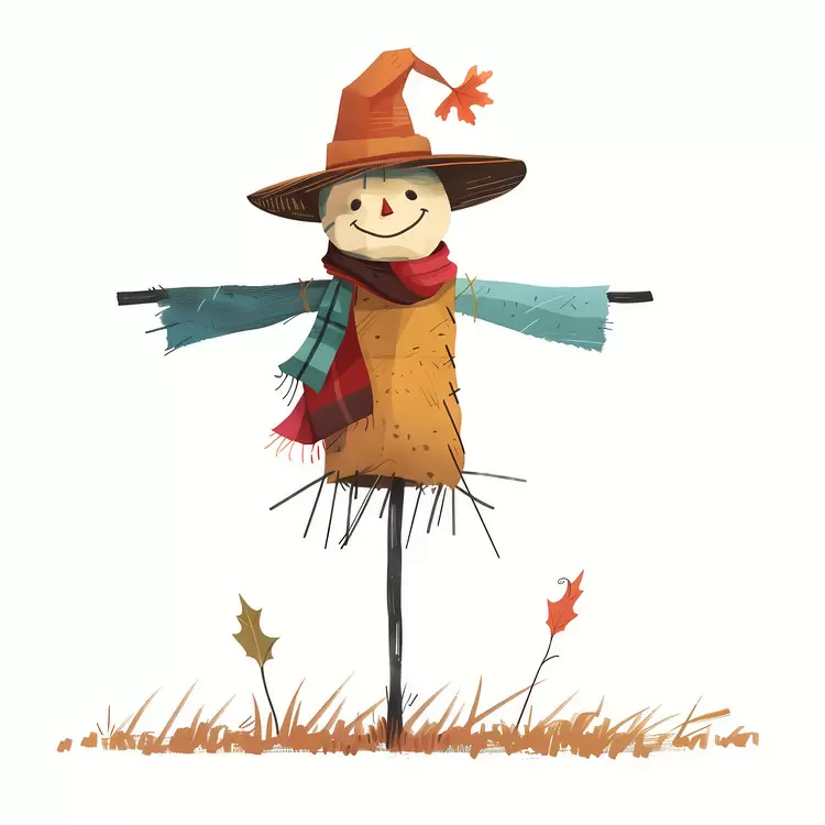 Joyful Scarecrow with Straw Hat