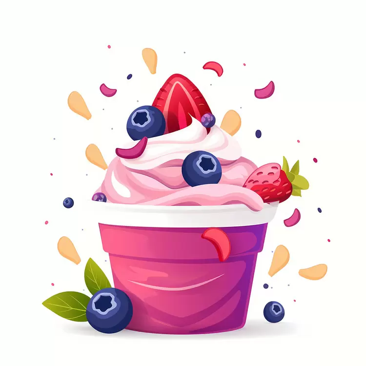 Refreshing Strawberry and Blueberry Ice Cream