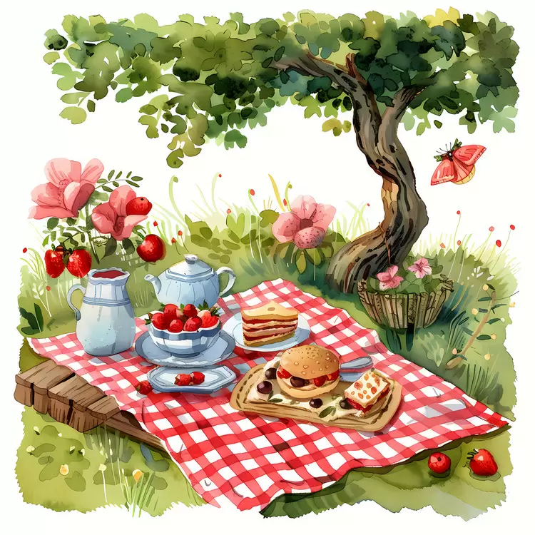 Picnic with Tea and Basket