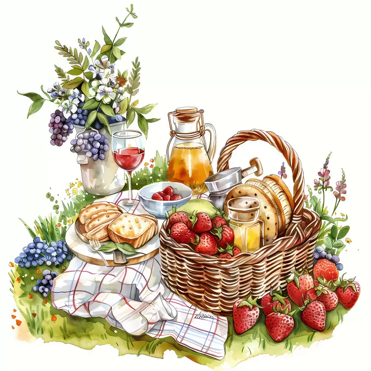 Picnic with Fruits and Basket