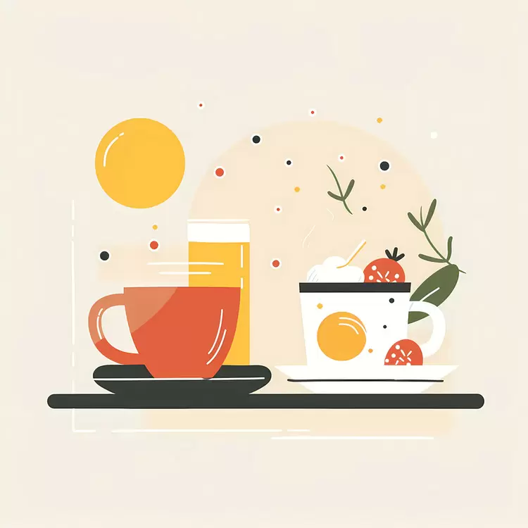 Cozy Breakfast Setup with Coffee and Fruits