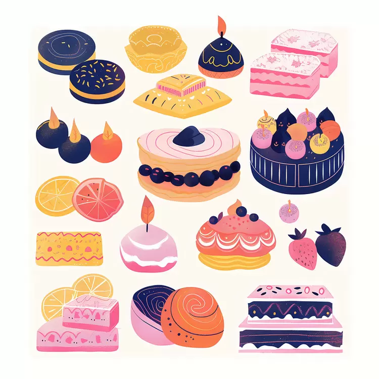 Delicious Assorted Pastries on Plates