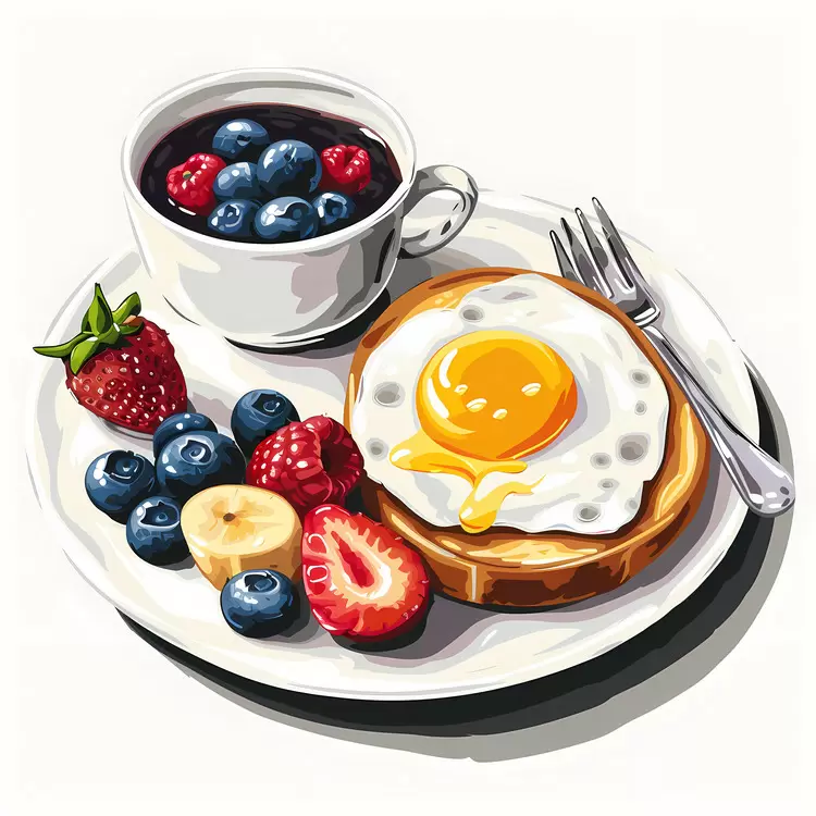 Tasty Breakfast Dish with Eggs and Berries