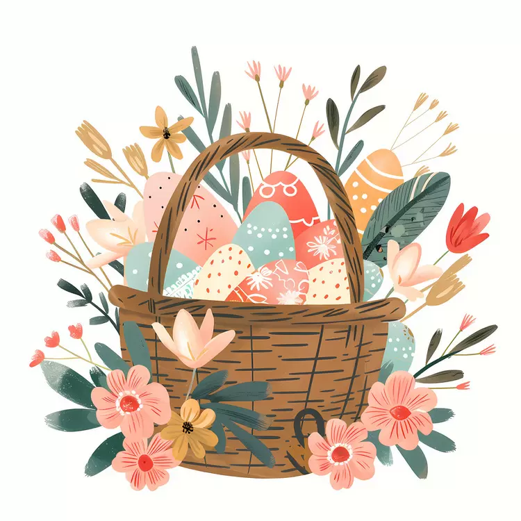 Easter Egg Basket with Floral Decorations