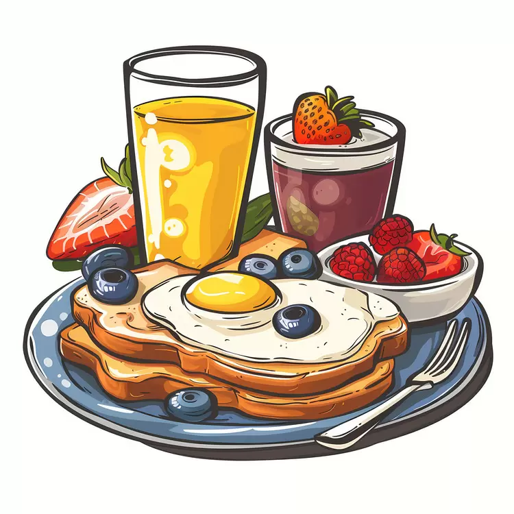 Delicious Breakfast Plate with Eggs and Fruits