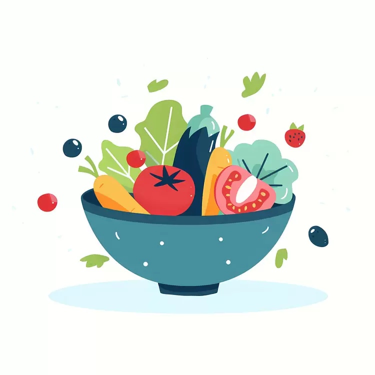 Fresh vegetables in a teal bowl