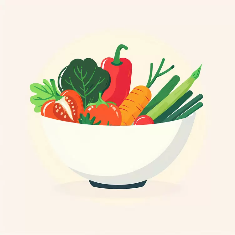 Colorful Vegetable Arrangement in White Bowl