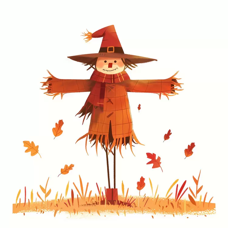 Friendly Scarecrow in Autumn Colors