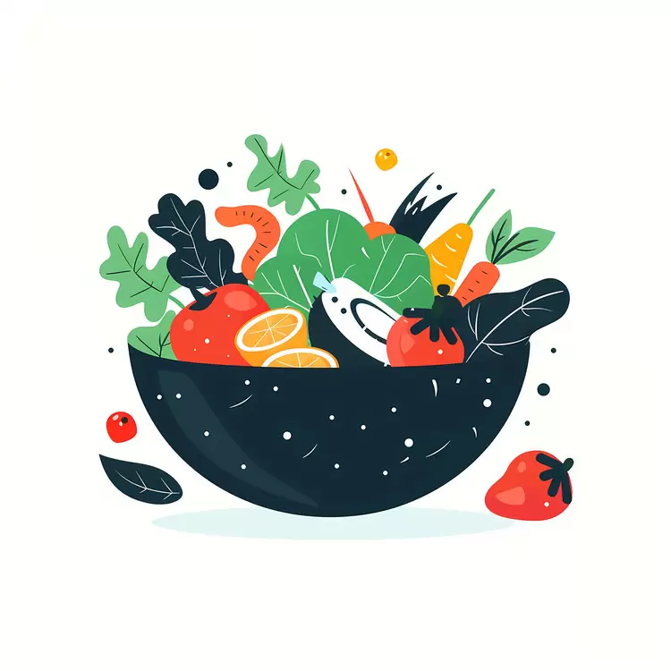 Colorful vegetables in a black bowl
