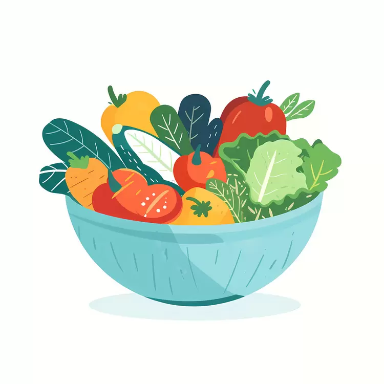 Colorful Vegetable Bowl in Blue