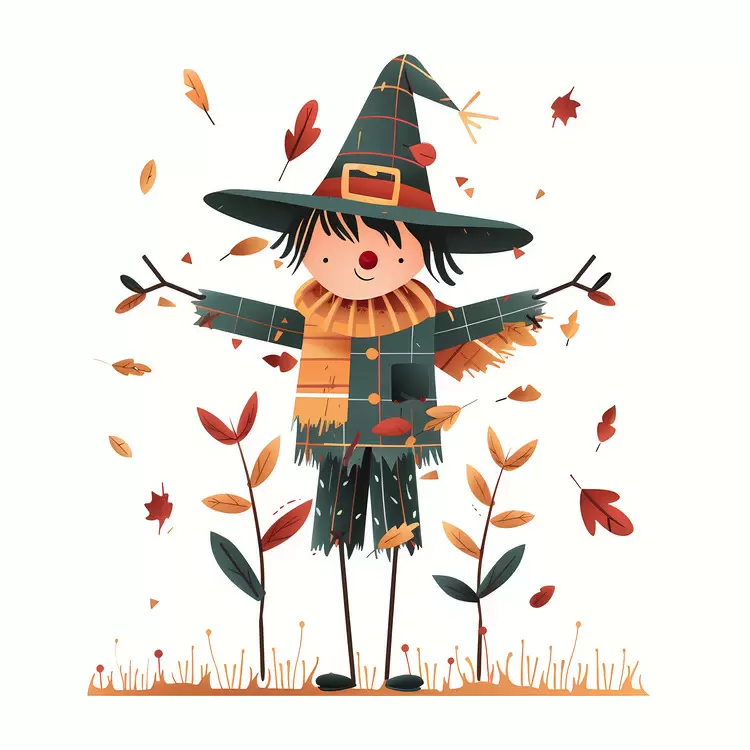 Playful Scarecrow in Colorful Attire