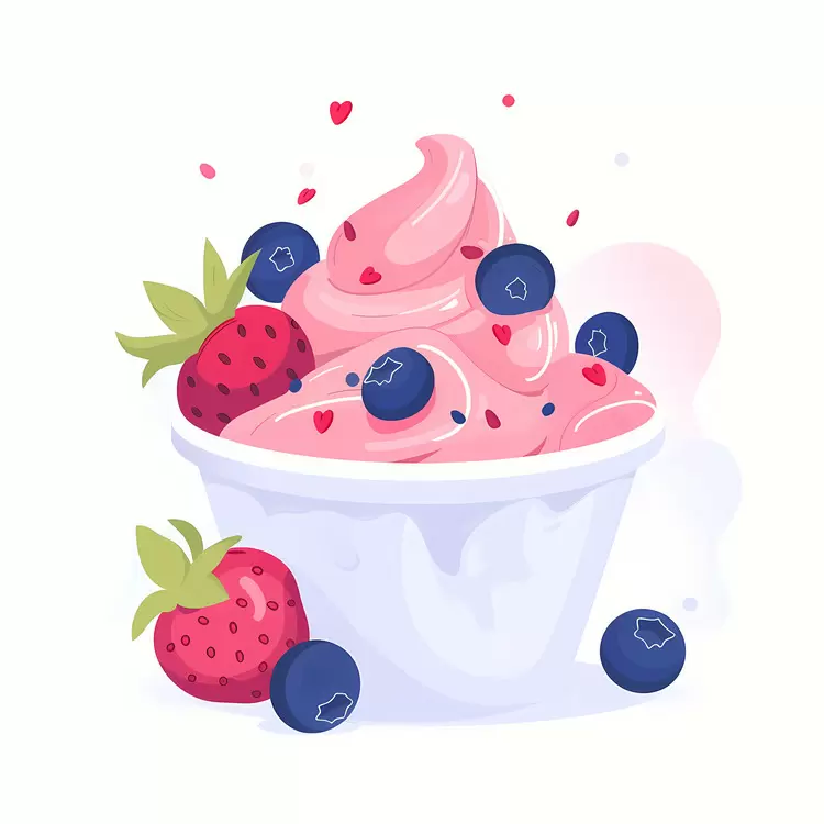 Strawberry and Blueberry Frozen Yogurt