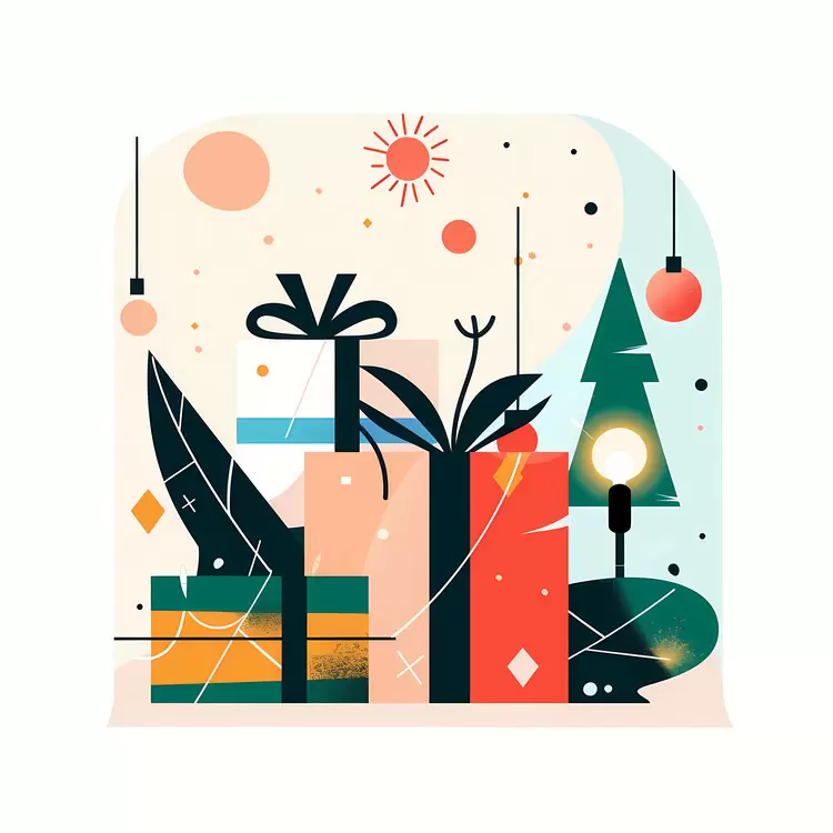 Christmas Gifts with Tree and Lights
