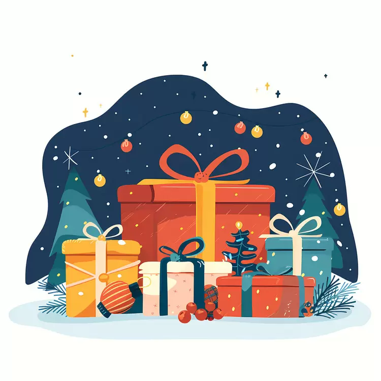 Christmas Gifts with Tree and Decorations