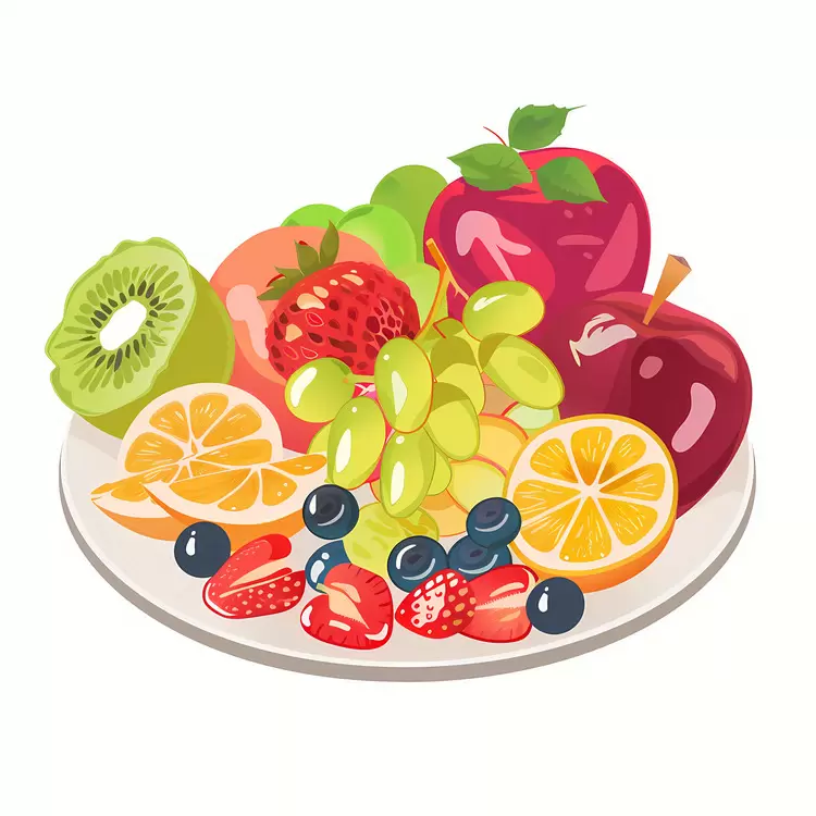 Assorted Fruit Plate with Strawberries and Kiwi