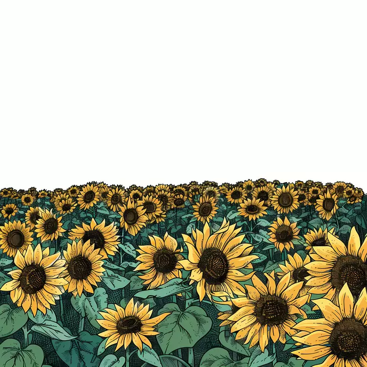Expansive Sunflower Field with Greenery