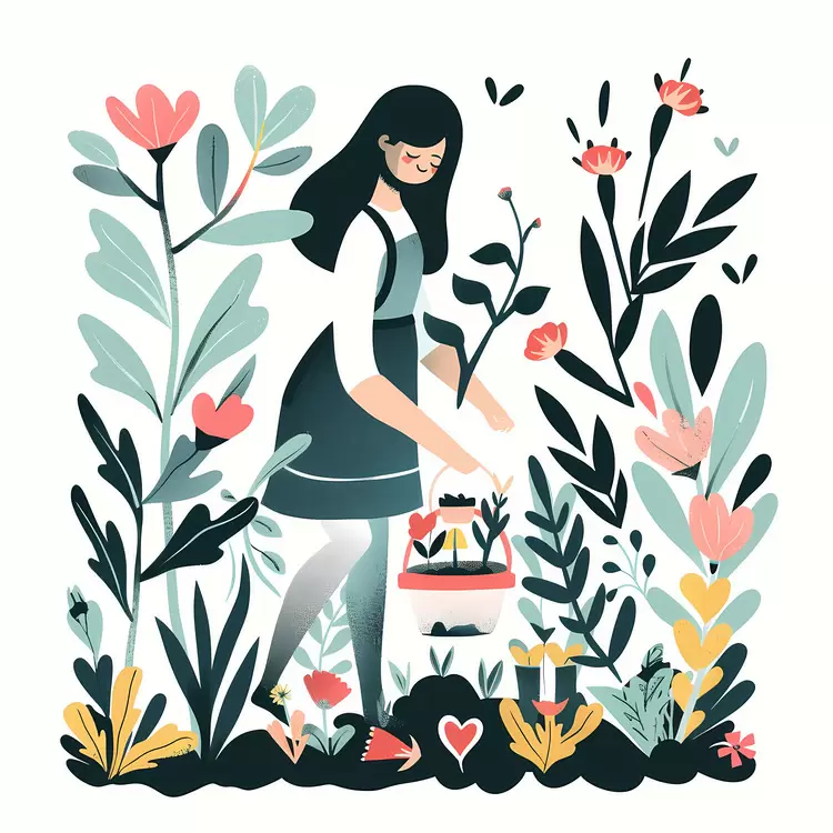 Gardener Planting Flowers in Garden