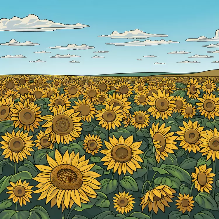 Sunny Sunflower Field with Clear Skies