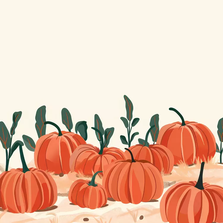 Pumpkin Field with Greenery