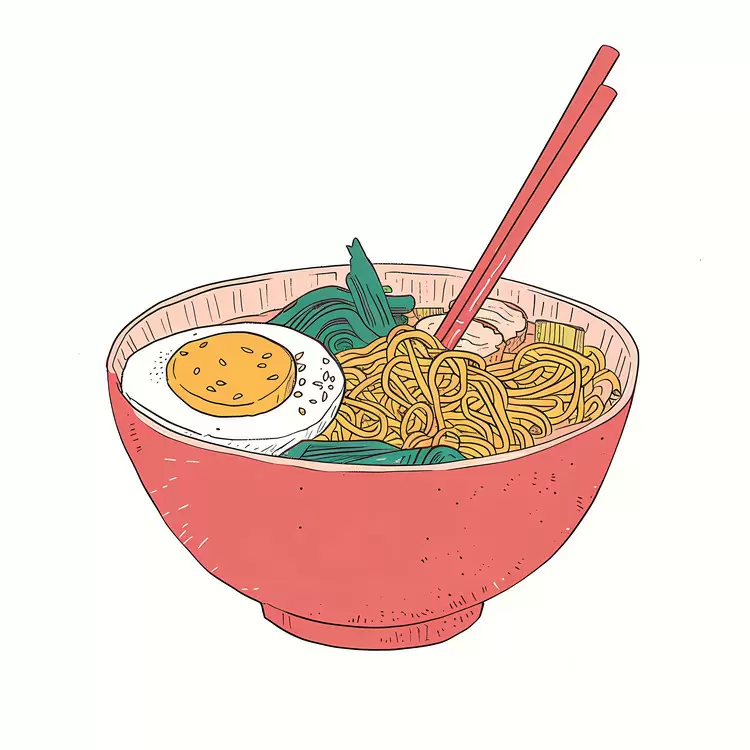 Appetizing Ramen Bowl with Egg and Noodles
