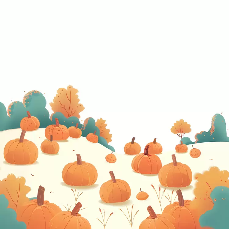Pumpkin Field with Trees