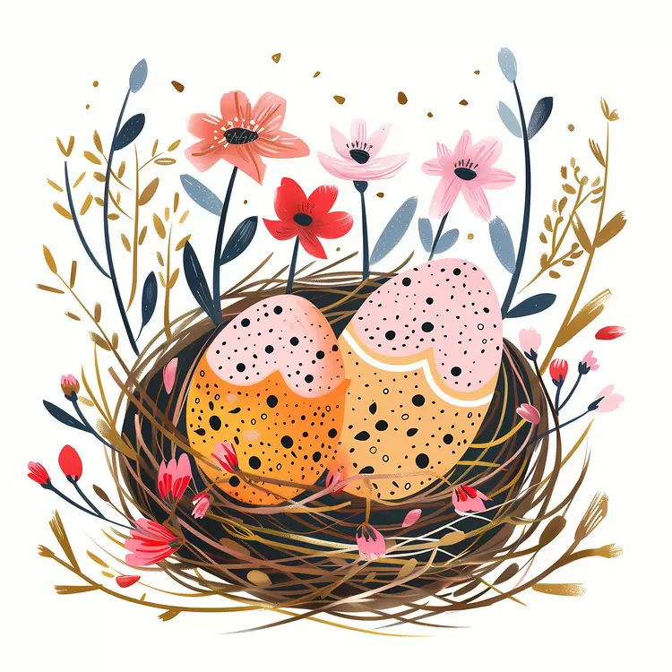 Polka Dot Eggs in Nest