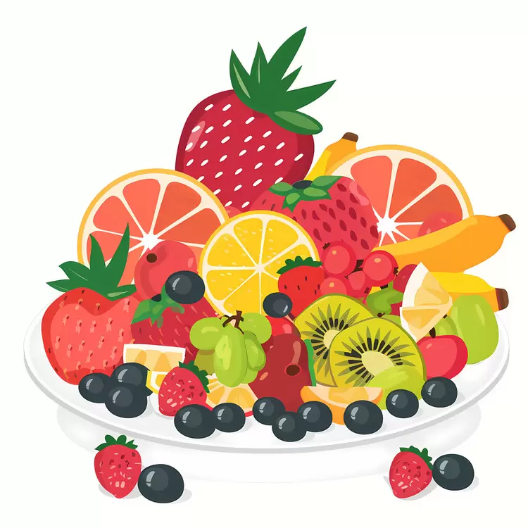 Fruit Plate with Strawberries and Kiwi