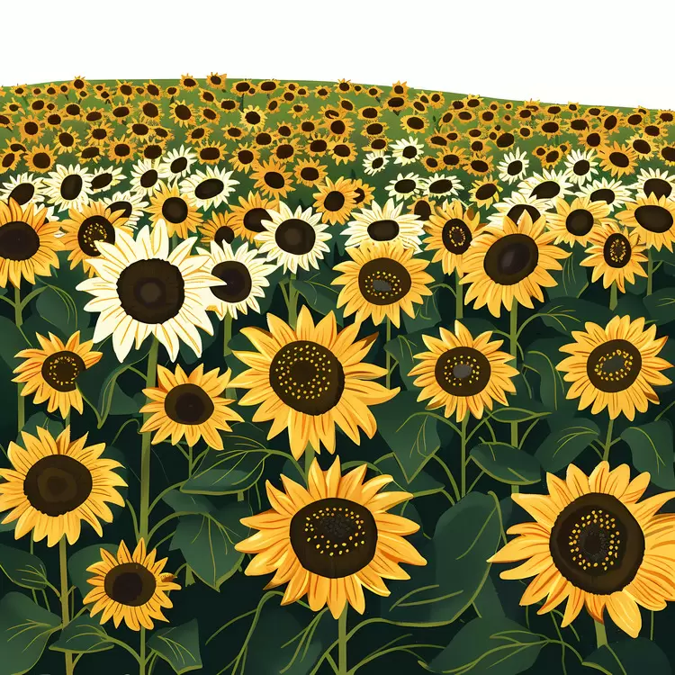 Charming Sunflower Field with Hills