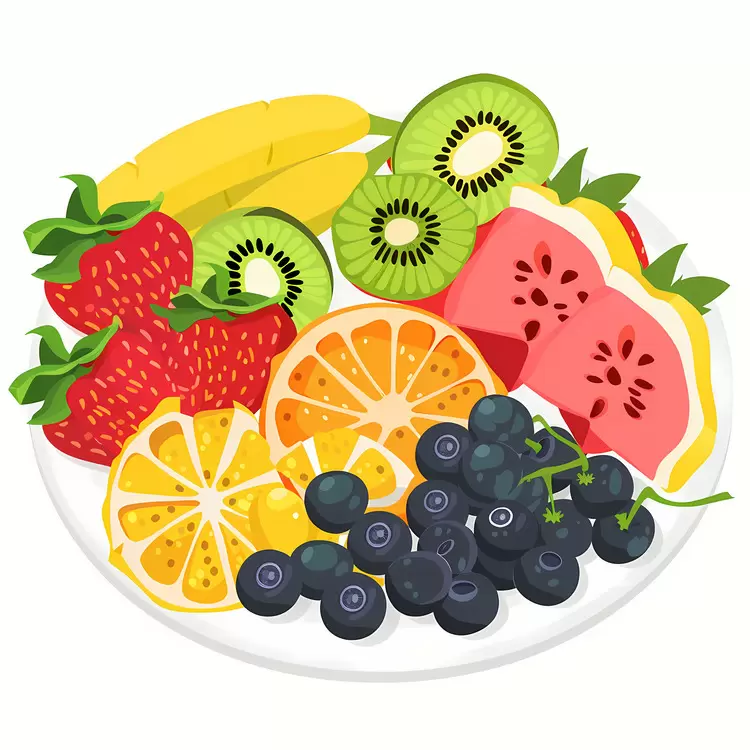 Vibrant Fruit Plate with Strawberries and Kiwi