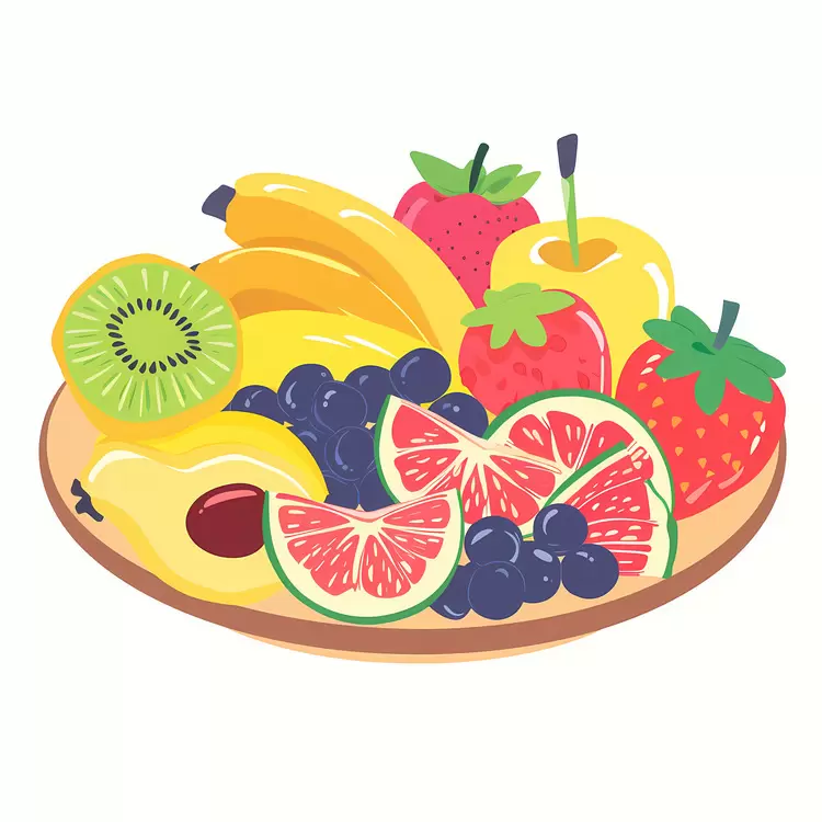 Fruit Plate with Strawberries and Kiwi