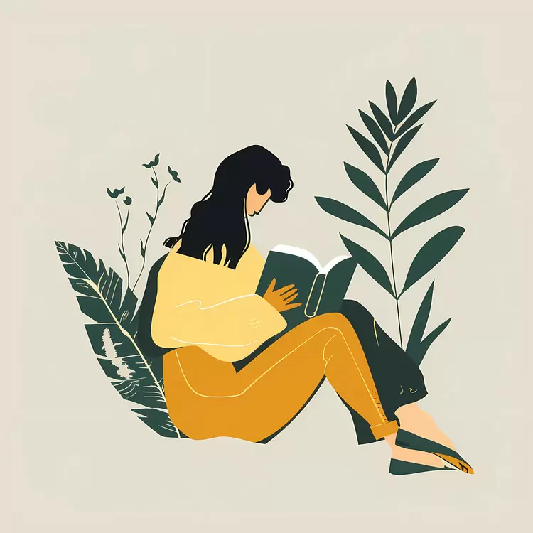 Girl Reading in Nature