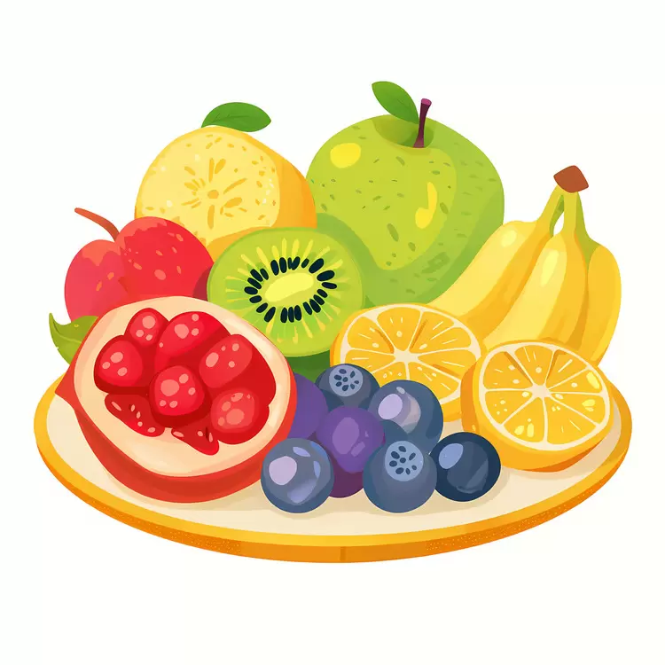 Colorful Plate of Assorted Fruits