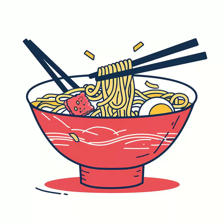 Yummy Ramen Bowl with Egg and Noodles