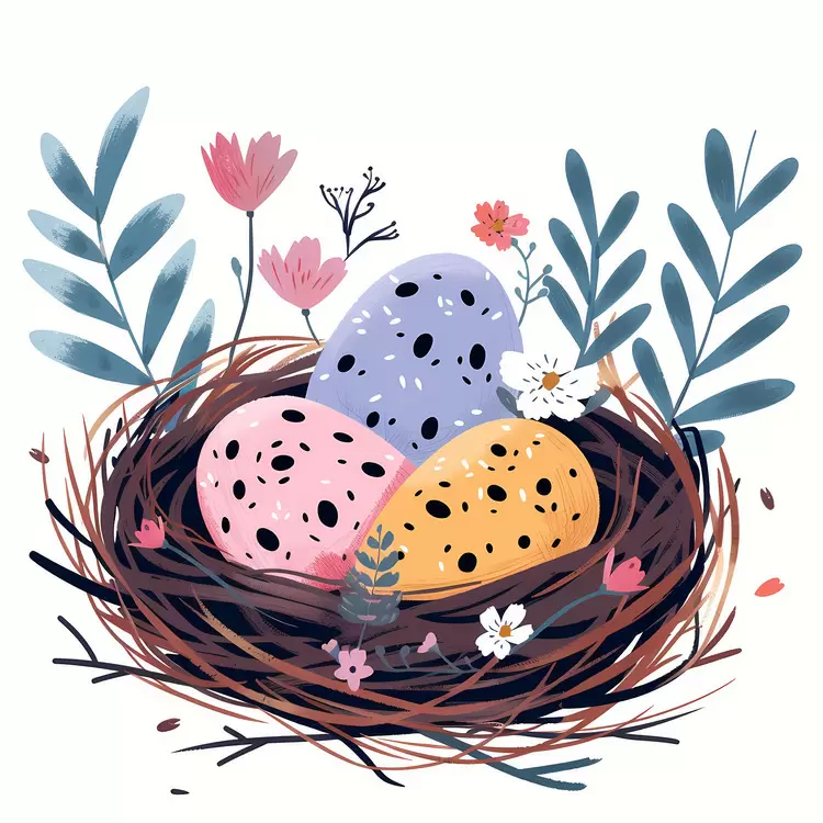 Spotted Eggs in Nest