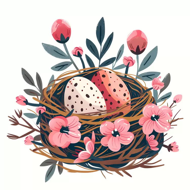 Spotted Eggs in Nest