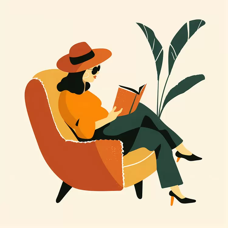 Girl Reading in a Colorful Outdoor Setting