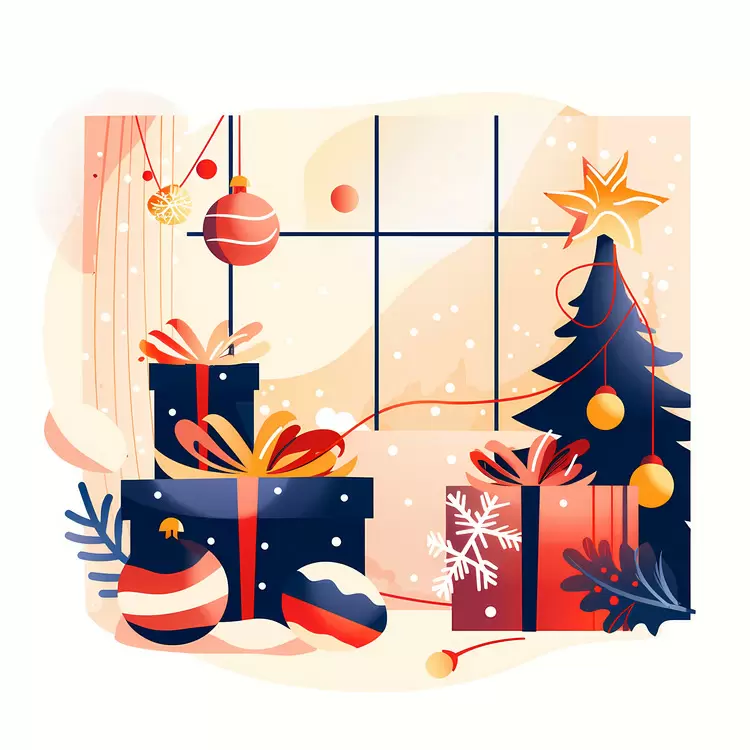 Christmas Gifts with Tree and Ornaments