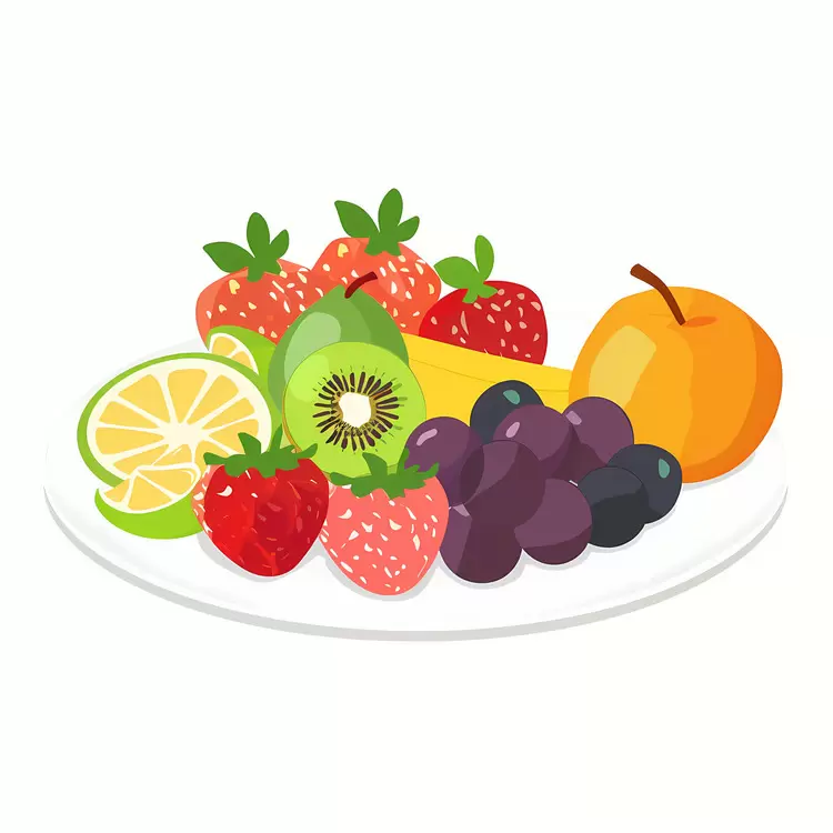Colorful Fruit Plate with Strawberries and Kiwi