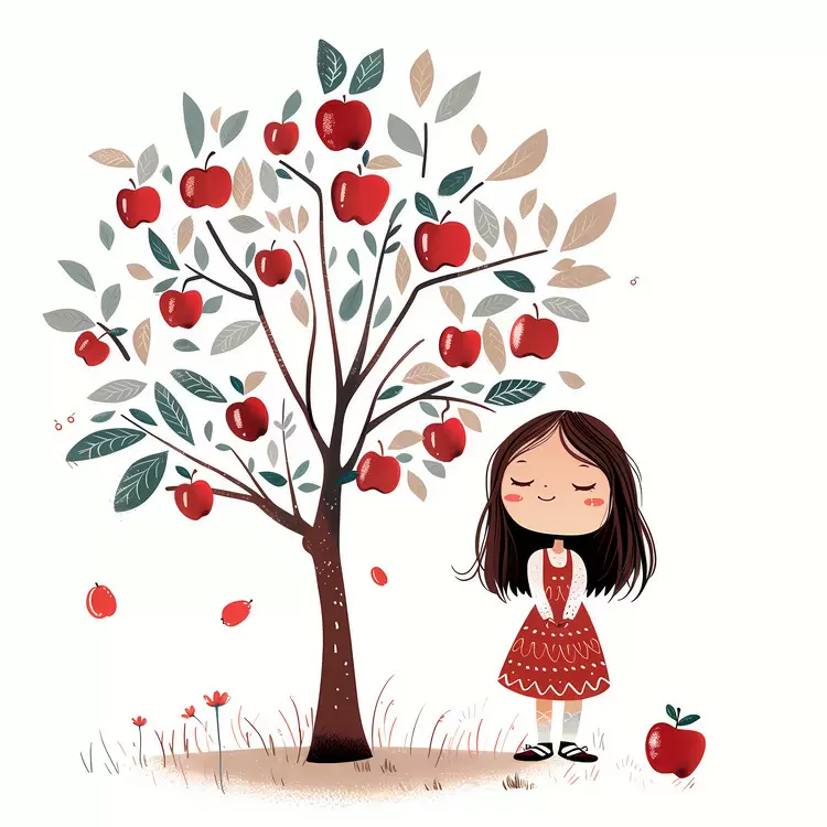 Happy Girl by the Apple Tree