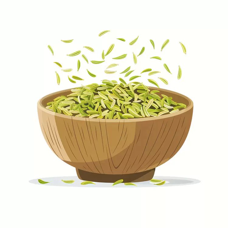 Fennel Seeds in Wooden Bowl