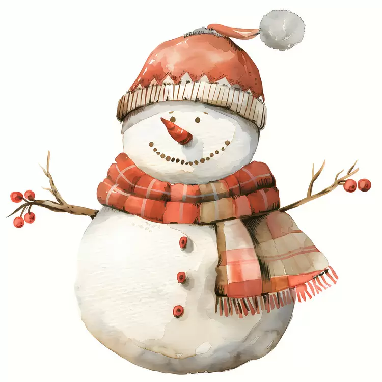 Festive Snowman in a Red Hat