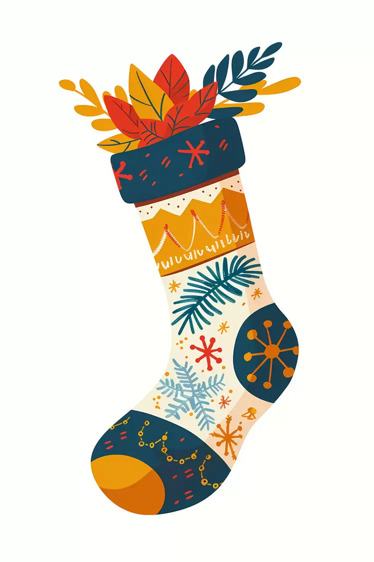 Charming Christmas Stocking with Leaf Decorations