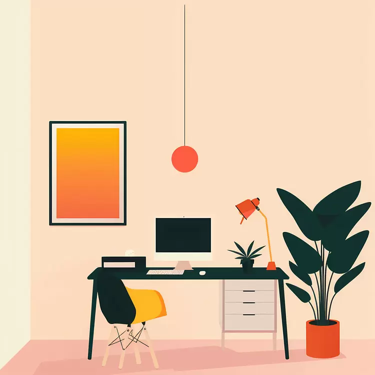 Chic Home Office with a Touch of Color