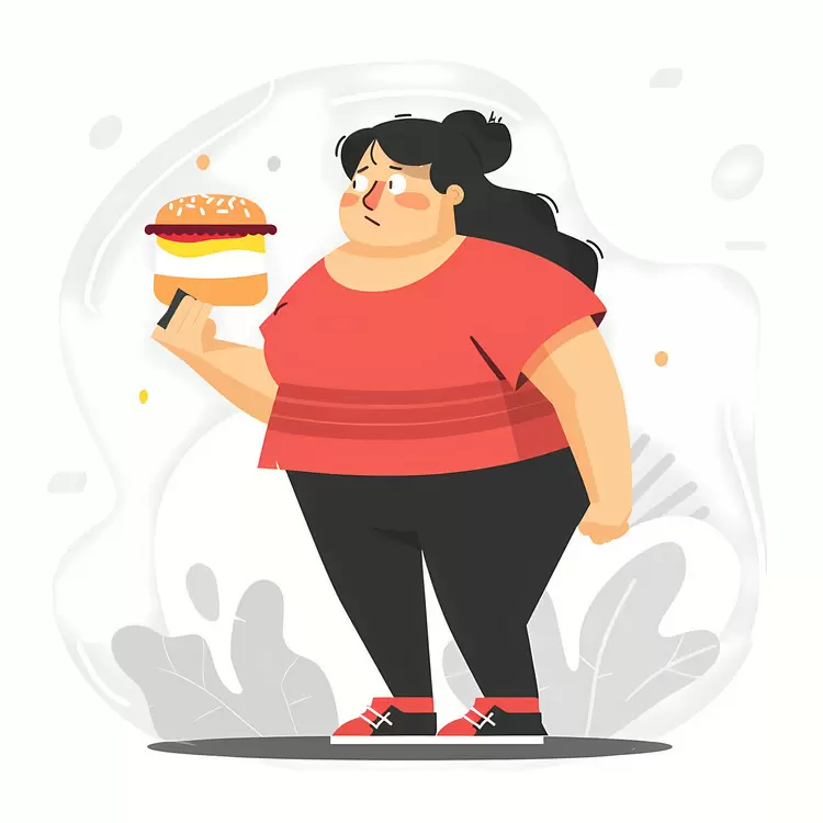 Plus-Size Woman Holding a Burger
